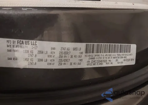 2017 Chrysler Pacifica Touring z USA, uszkodzony, nr VIN 2C4RC1DG5HR676229